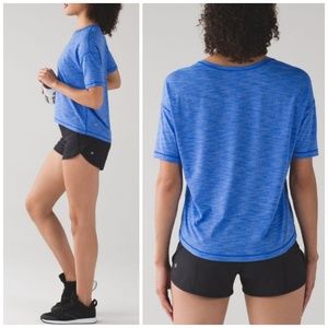 Lululemon Run It Out Blue Heathered Tee